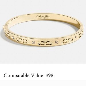 New! 🧧 🎁 Popular Coach Signature Hinged Bangle in Gold ✨✨✨